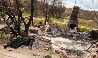 Remains of home burned by fire