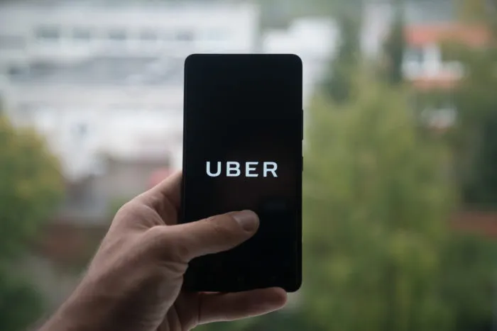 uber app on smartphone