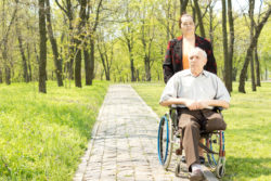 Man in wheelchair lost lower leg due to Invokamet side effects.