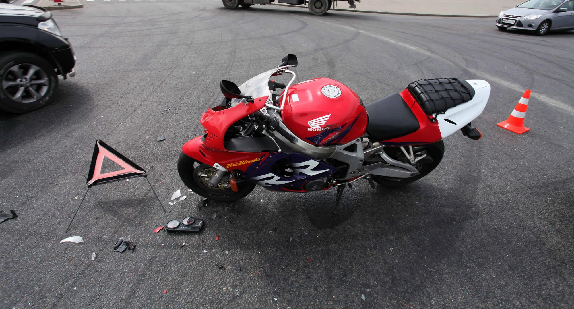 Wrecked motorcycle
