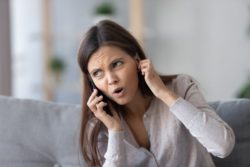 Angry woman on phone