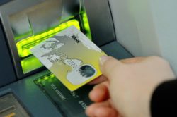 ATM card withdrawing money