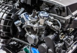 close up of car engine