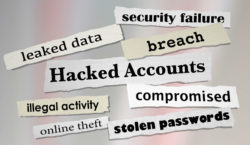 Data breach and related sayings on silver background