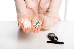 diabetes sugar in woman's hands
