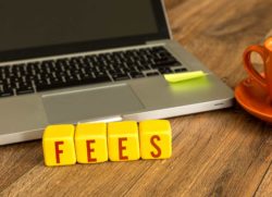 Fees written on wooden blocks