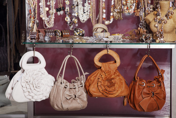 charming charlie jewelry and purses on display
