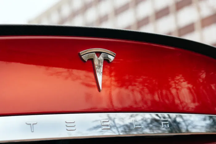 tesla logo on car