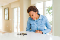 Woman with stomach pain
