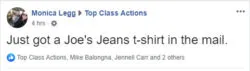 Joe Jeans settlement benefit