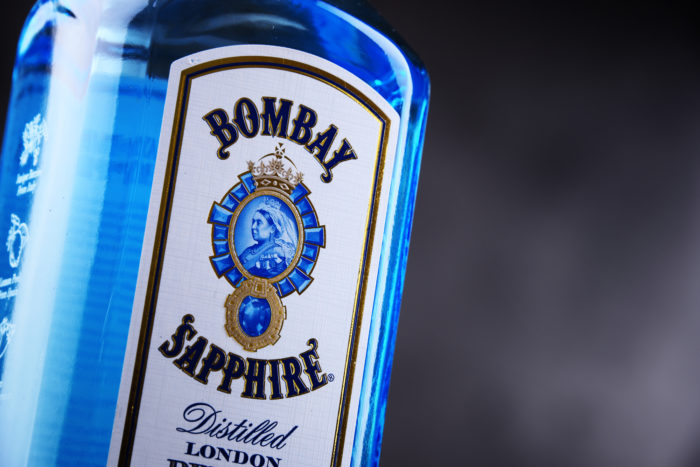bottle of Bacardi's Bombay Sapphire Gin