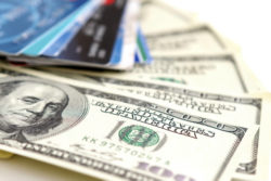 Close up of money and credit cards