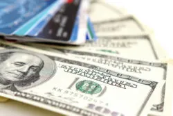 Close up of money and credit cards