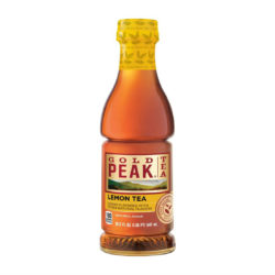 bottle of gold peak tea lemon flavored