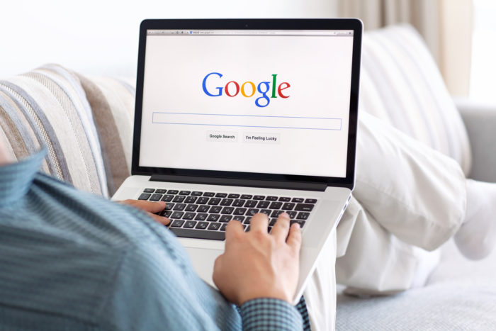 google website open on a laptop