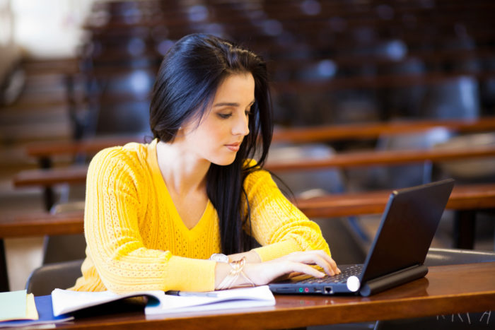 DeVry student working on computer
