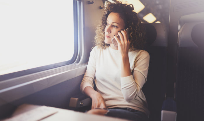 woman receiving unwanted phone call from enagic