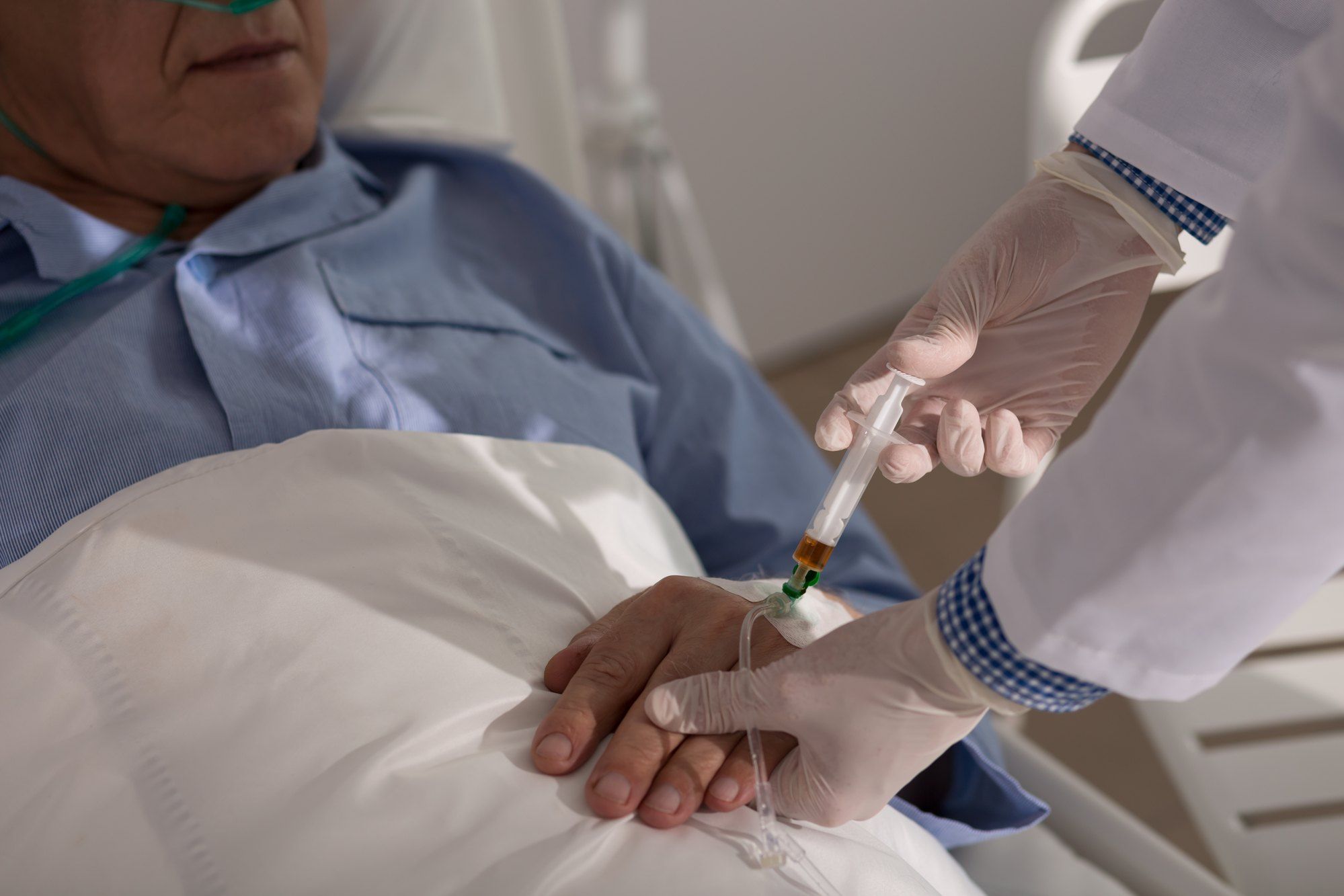 Injection into patient's hand