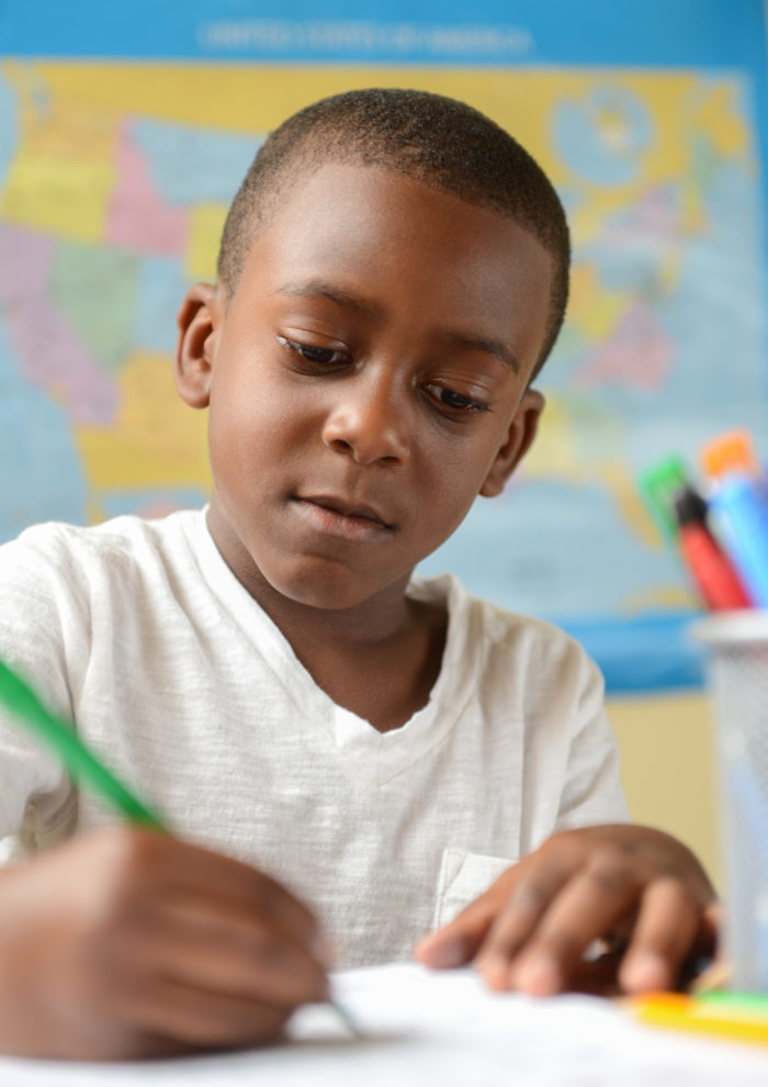 elementary student in classroom