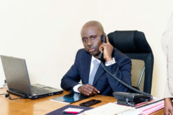 Business man taking phone call