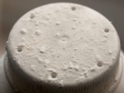Close up of baby powder bottle