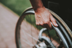 Close up of woman in wheelchair