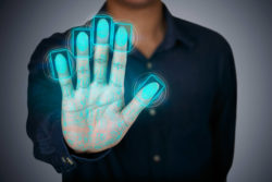 Man getting fingerprint scan