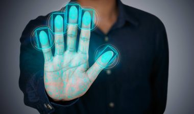 Man getting fingerprint scan