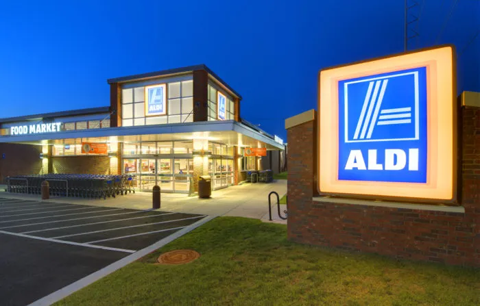 Aldi grocery store at night