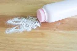 pink talc powder bottle