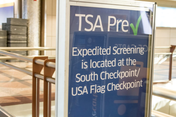 TSA PreCheck sign at airport