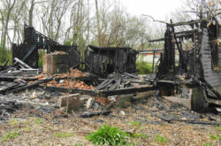 Burned down house