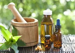 CBD products on a wicker table