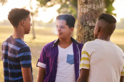Group of teens vaping