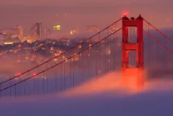 Golden Gate Bridge and San Francisco in fog