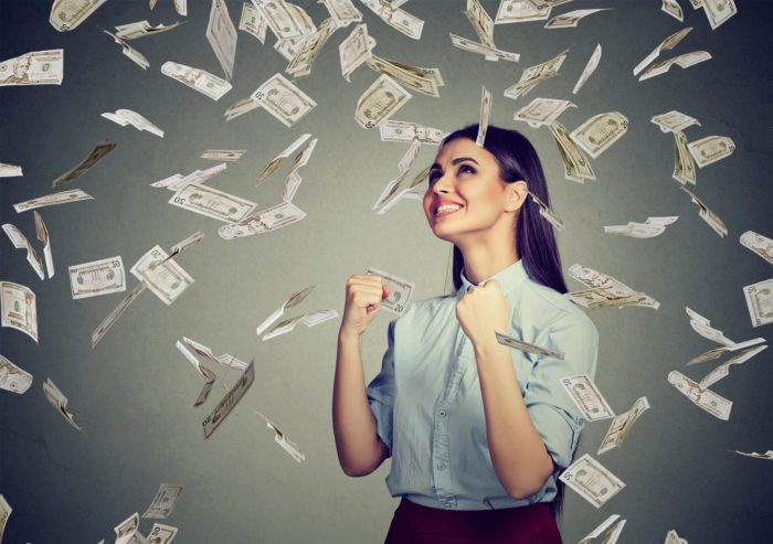 woman excited about settlement money