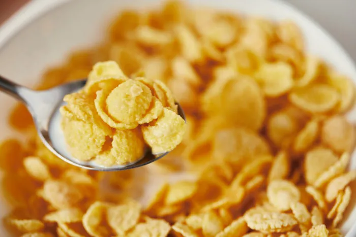 bowl of Trader Joe's corn flakes