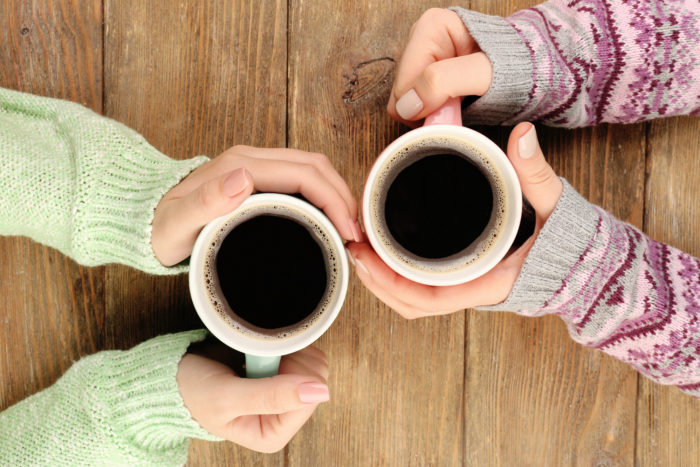 friends drinking grove square coffee