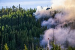 Helicopter flyer over wildfire