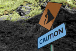 Mudslide caution sign