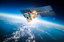 Satellite orbiting earth