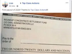Roundup Concentrate settlement check