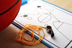 basketball, whistle and coach supplies