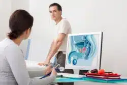 man discussing prostate cancer with doctor