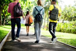 Students walking on campus