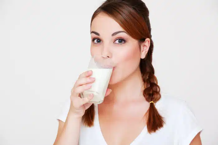 woman drinking milk