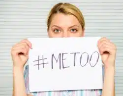 Woman holding #metoo sign