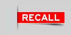 Red recall sign regarding the seafood products recalled after making consumers sick