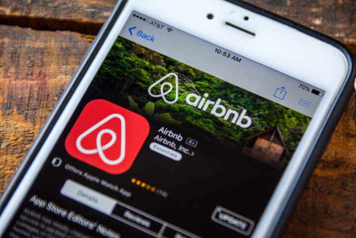 airbnb app on smartphone