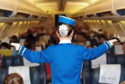 Airline employee giving directions